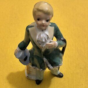 Vintage Hand Painted Victorian Gentleman W Cane And Top Hat Porcelain Figurine